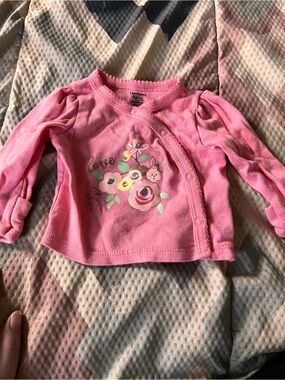 Gerber Pink Floral Wrap-Front Long Sleeve Top